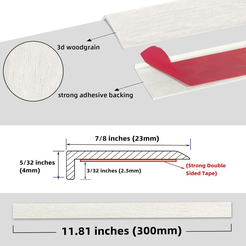 Tilingview 10 Pcs Peel and Stick Tile Trim Edge, Self-Adhesive 12" PVC Molding Edging for Kitchen Backsplash (Beige Woodgrain) - Image 5